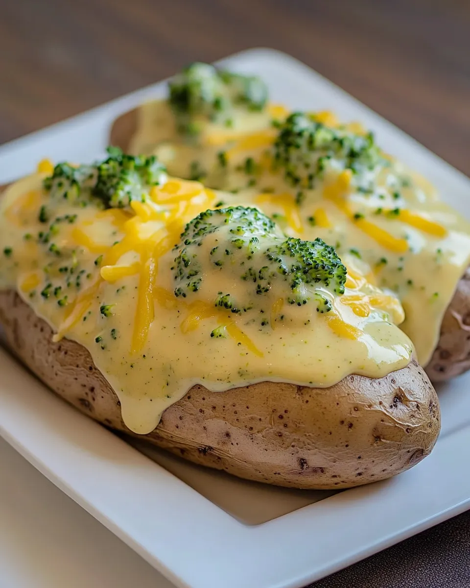 Delicious Baked Potatoes with Broccoli Cheese Sauce image