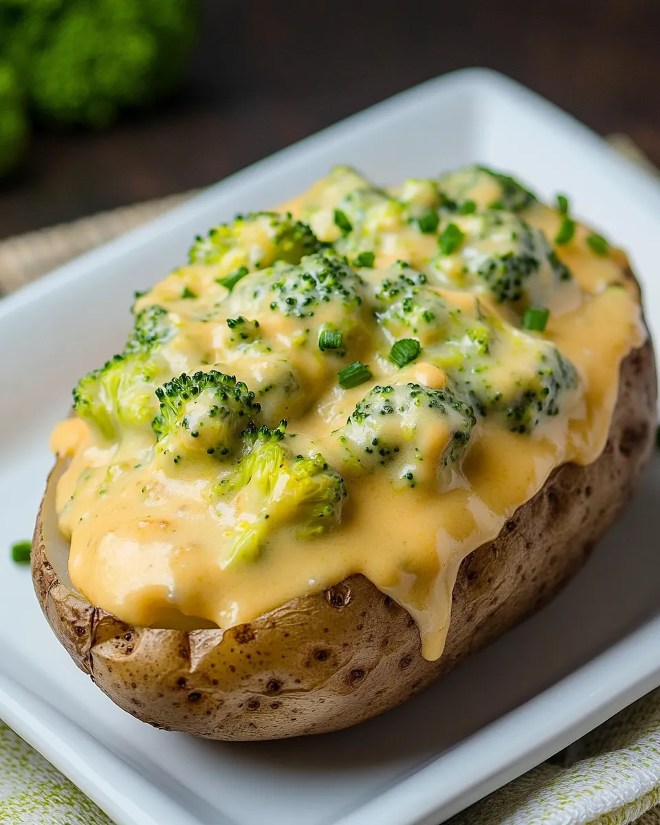 Easy Baked Potatoes with Broccoli Cheese Sauce dish photo