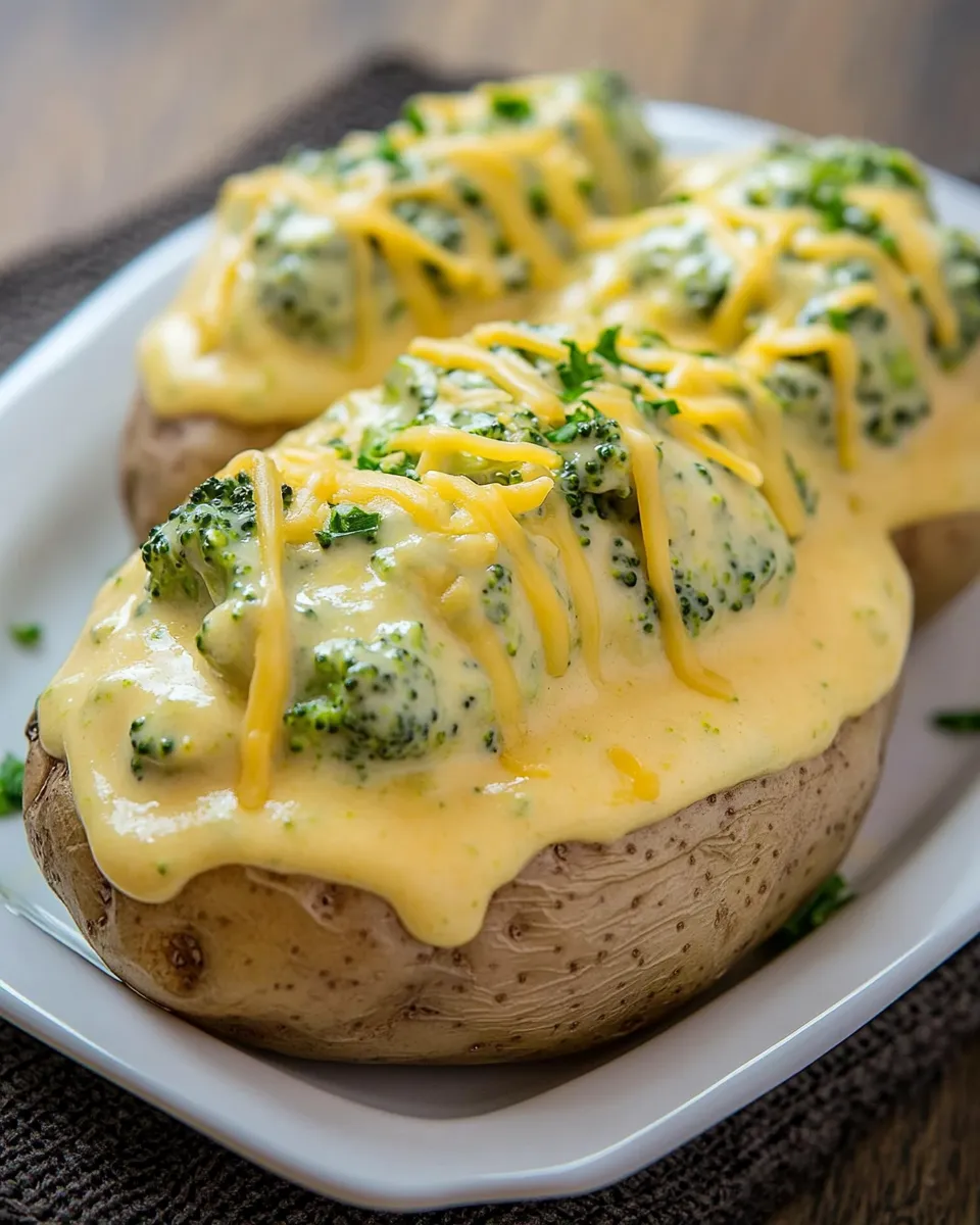 Savory Baked Potatoes with Broccoli Cheese Sauce recipe photo