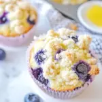Homemade Blueberry Muffins With Crumb Topping photo