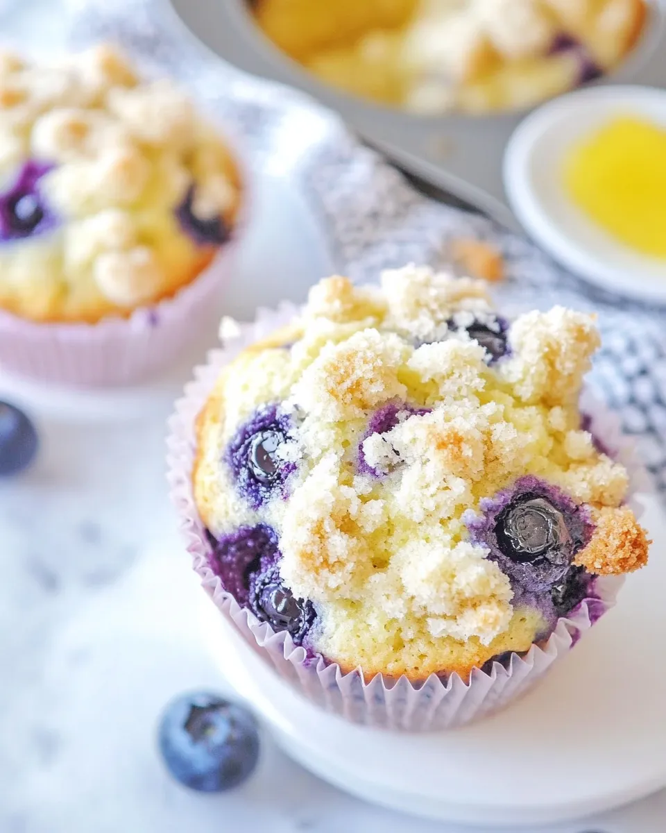 Homemade Blueberry Muffins With Crumb Topping photo