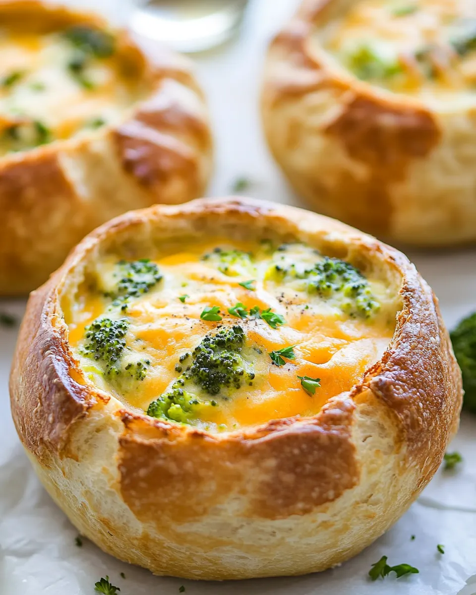 Classic Broccoli Cheese Soup in Bread Bowls image
