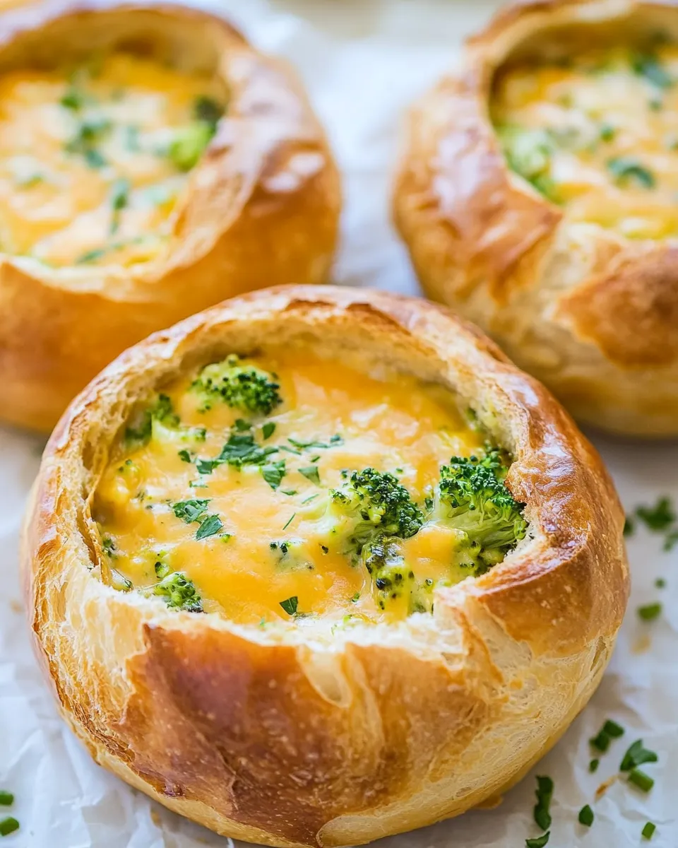 Delicious Broccoli Cheese Soup in Bread Bowls recipe photo