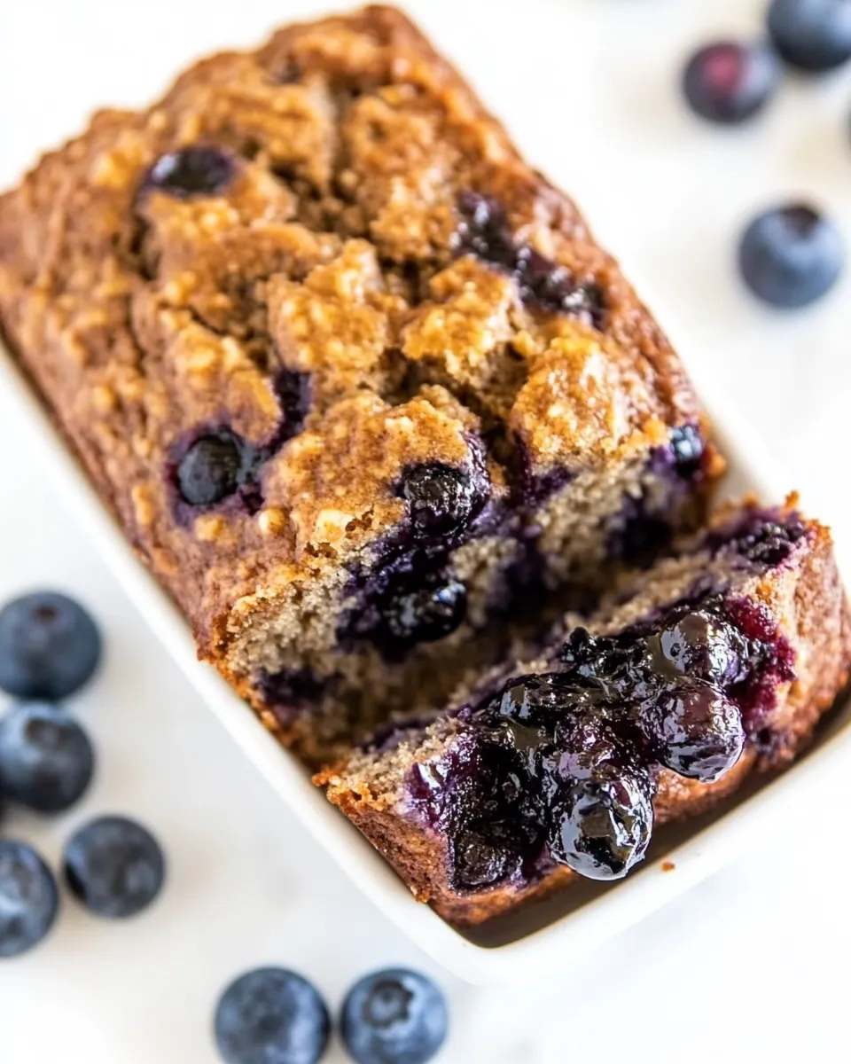Delicious Brown Sugar Blueberry Banana Bread with Blueberry Butter image