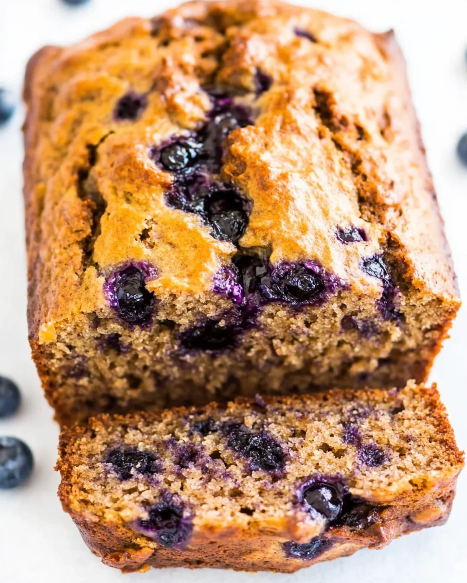 Best Brown Sugar Blueberry Banana Bread with Blueberry Butter shot
