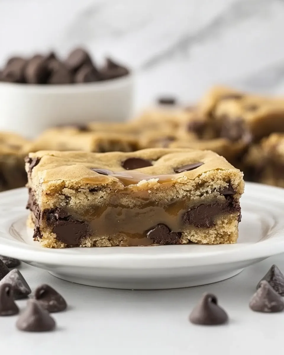 Classic Chocolate Chip Cookie Bars with Caramel image