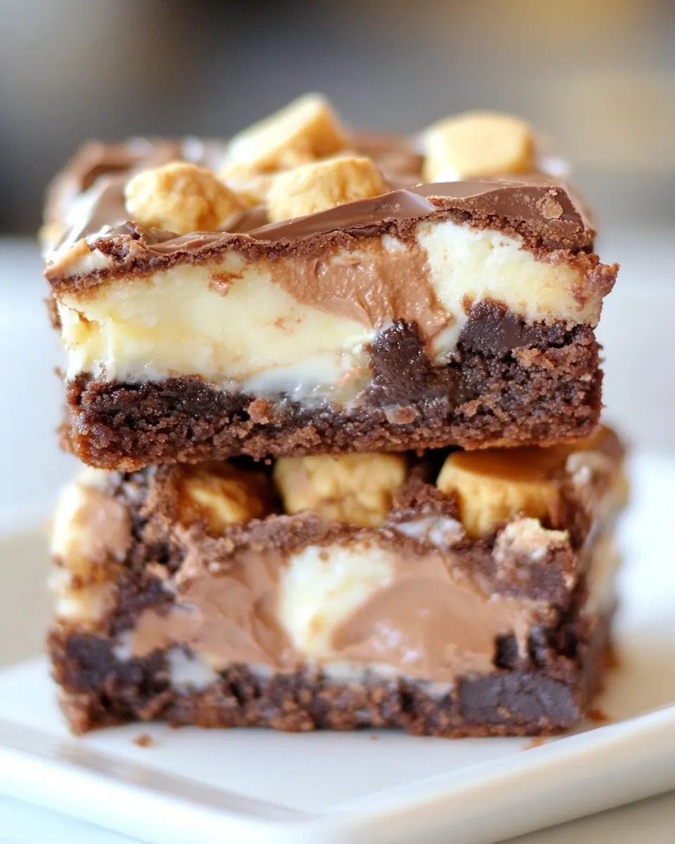 Delicious Chocolate Peanut Butter Cup Smores Brownies image