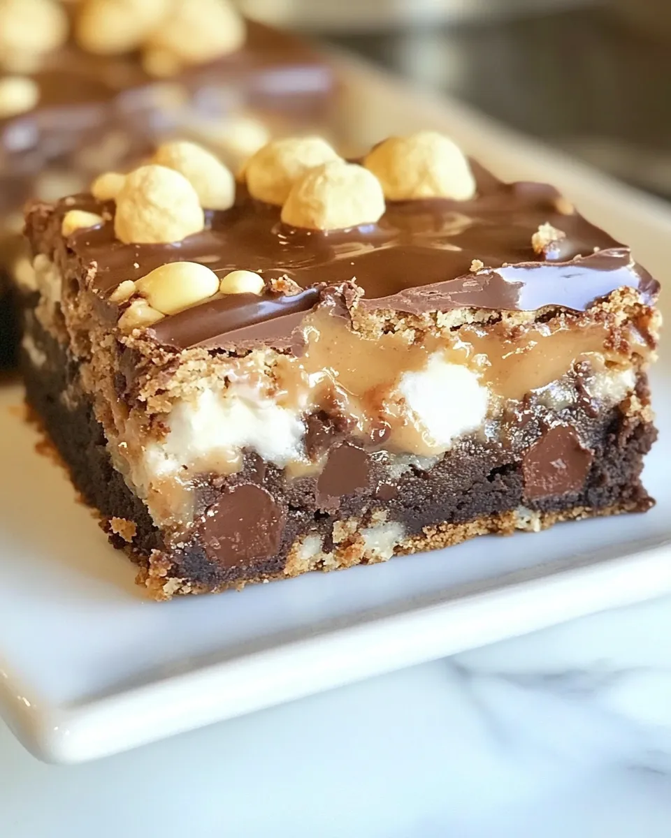 Tasty Chocolate Peanut Butter Cup Smores Brownies shot