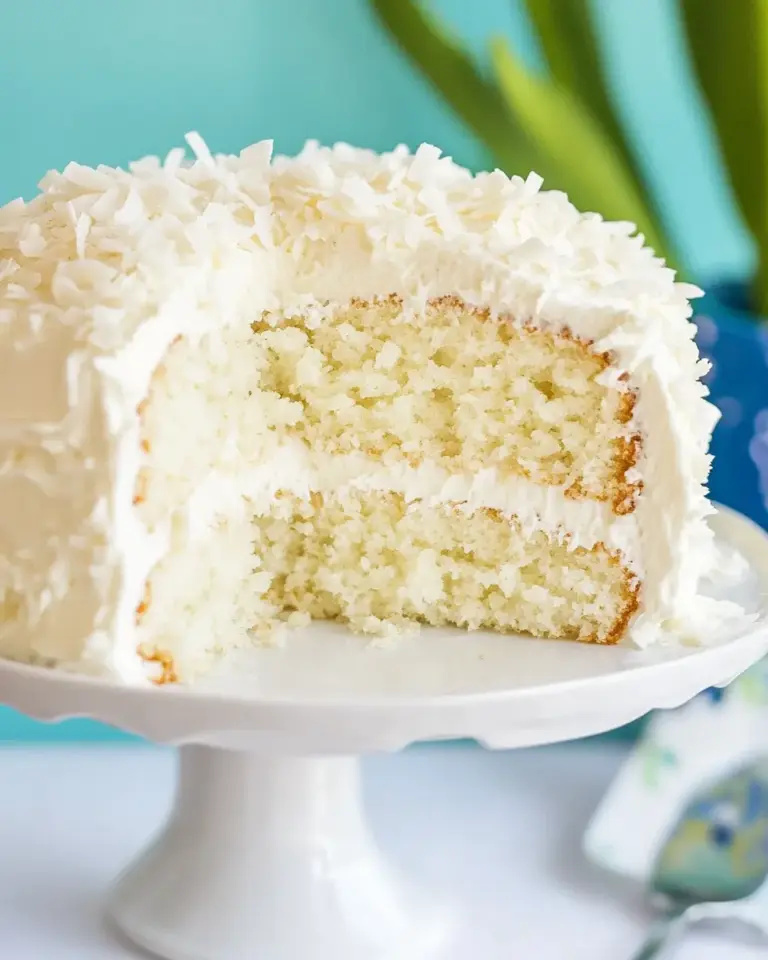 Homemade Coconut Cake with Coconut Meringue Buttercream Frosting photo