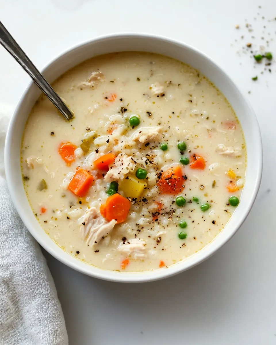 Homemade Cream of Chicken and Rice Soup Crock Pot Recipe shot