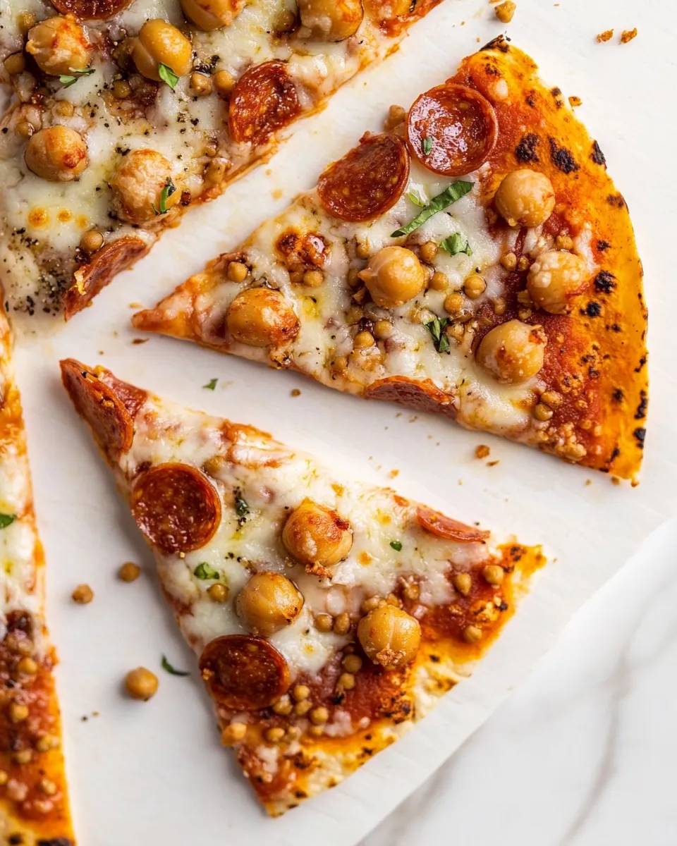 Amazing Easy Tortilla Pizzas with Pepperoni Chickpeas. shot