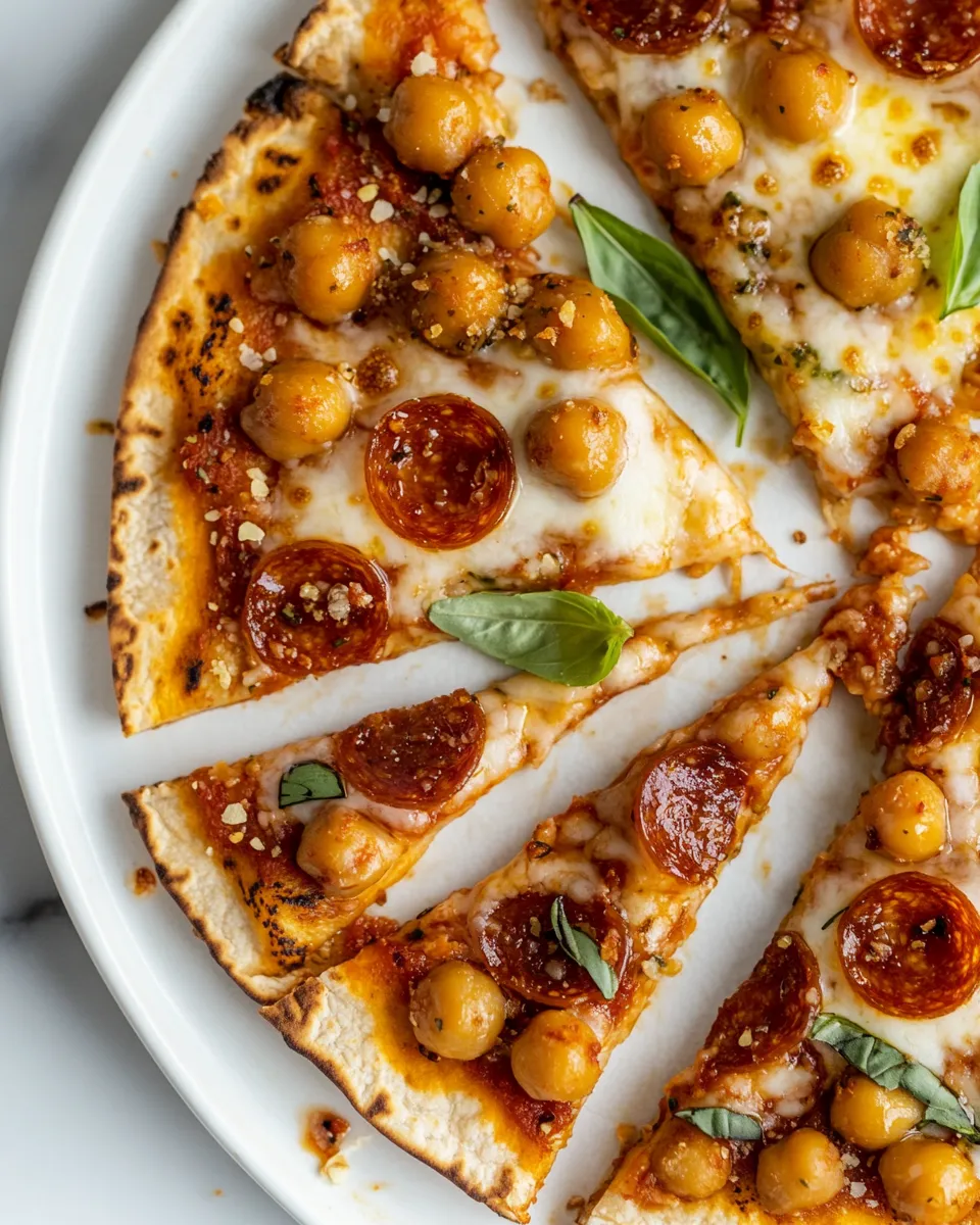 Easy Easy Tortilla Pizzas with Pepperoni Chickpeas. shot
