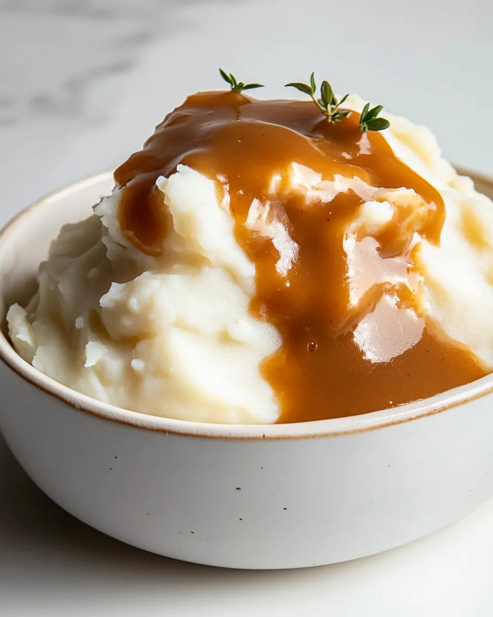Delicious Mashed Potatoes and Gravy dish photo