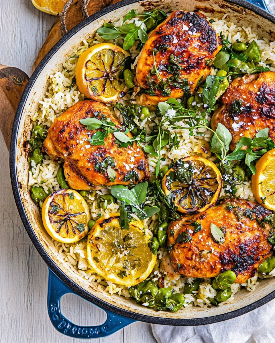 Amazing One Skillet Greek Lemon Chicken and Rice. picture