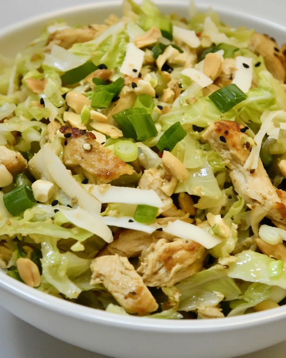 Healthy Sandees Asian Chicken Cabbage Salad shot