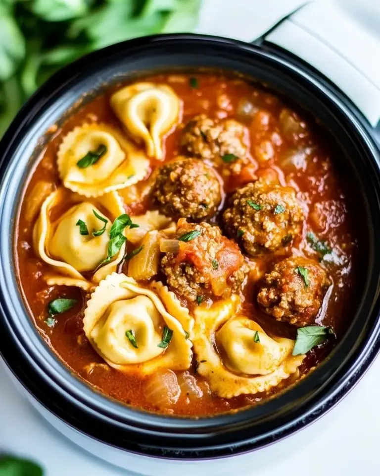 Homemade Slow Cooker Meatball and Tortellini Soup photo