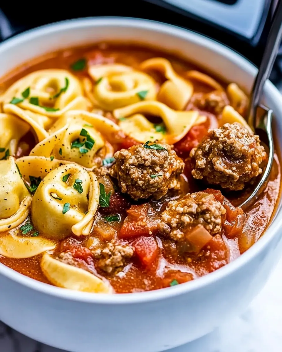 Classic Slow Cooker Meatball and Tortellini Soup image
