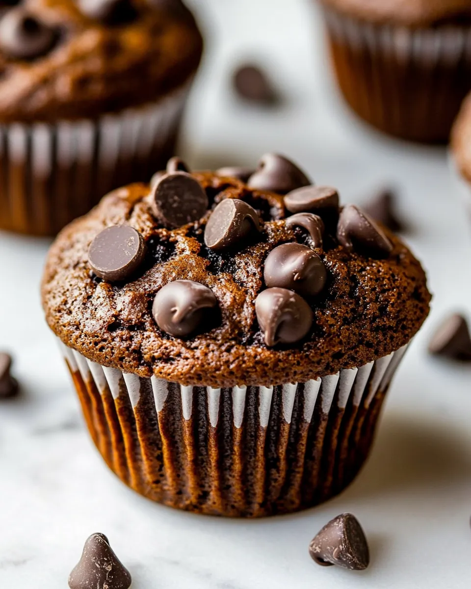 Delicious Small-batch Chocolate Chocolate Chip Muffins image
