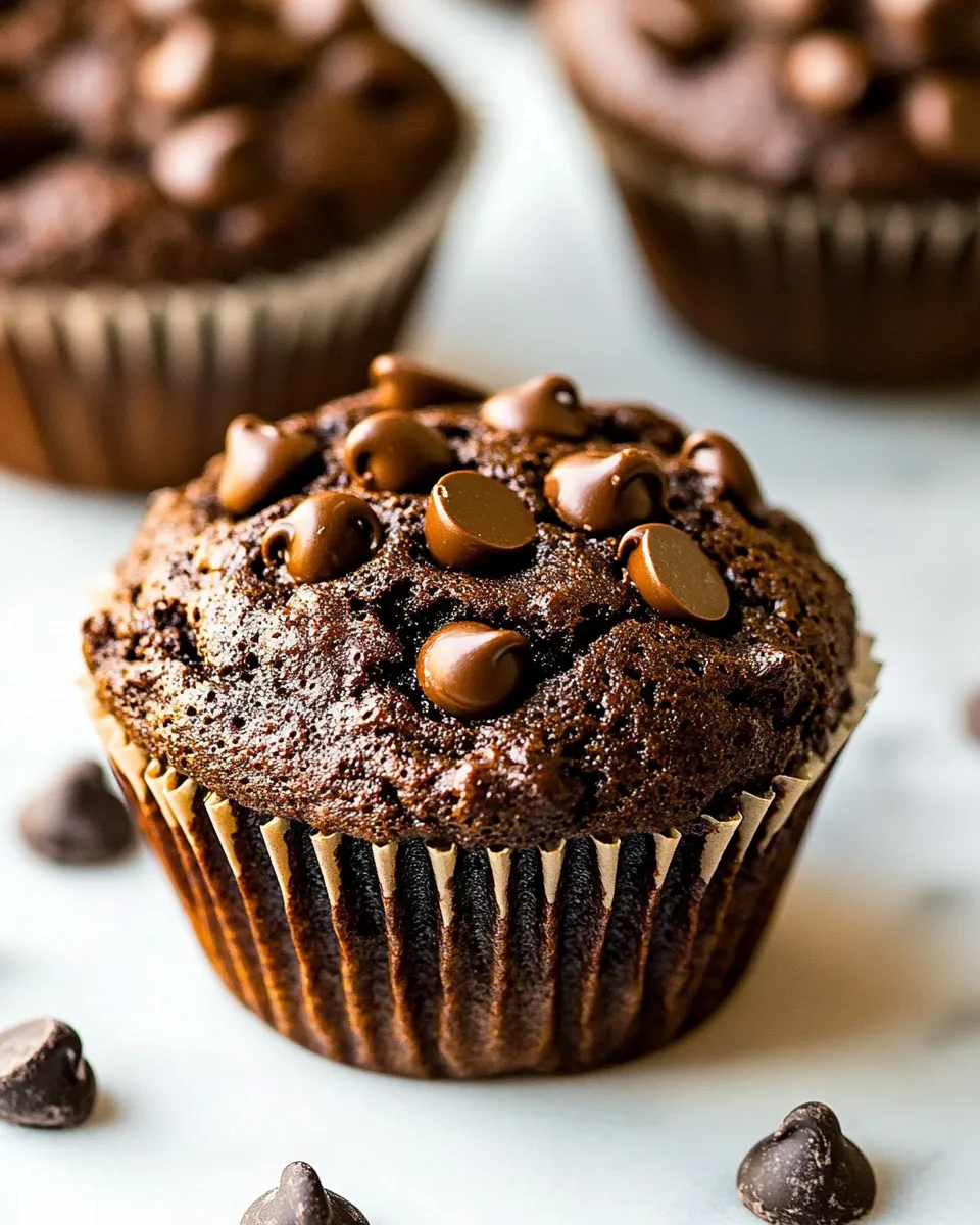 Best Small-batch Chocolate Chocolate Chip Muffins recipe photo