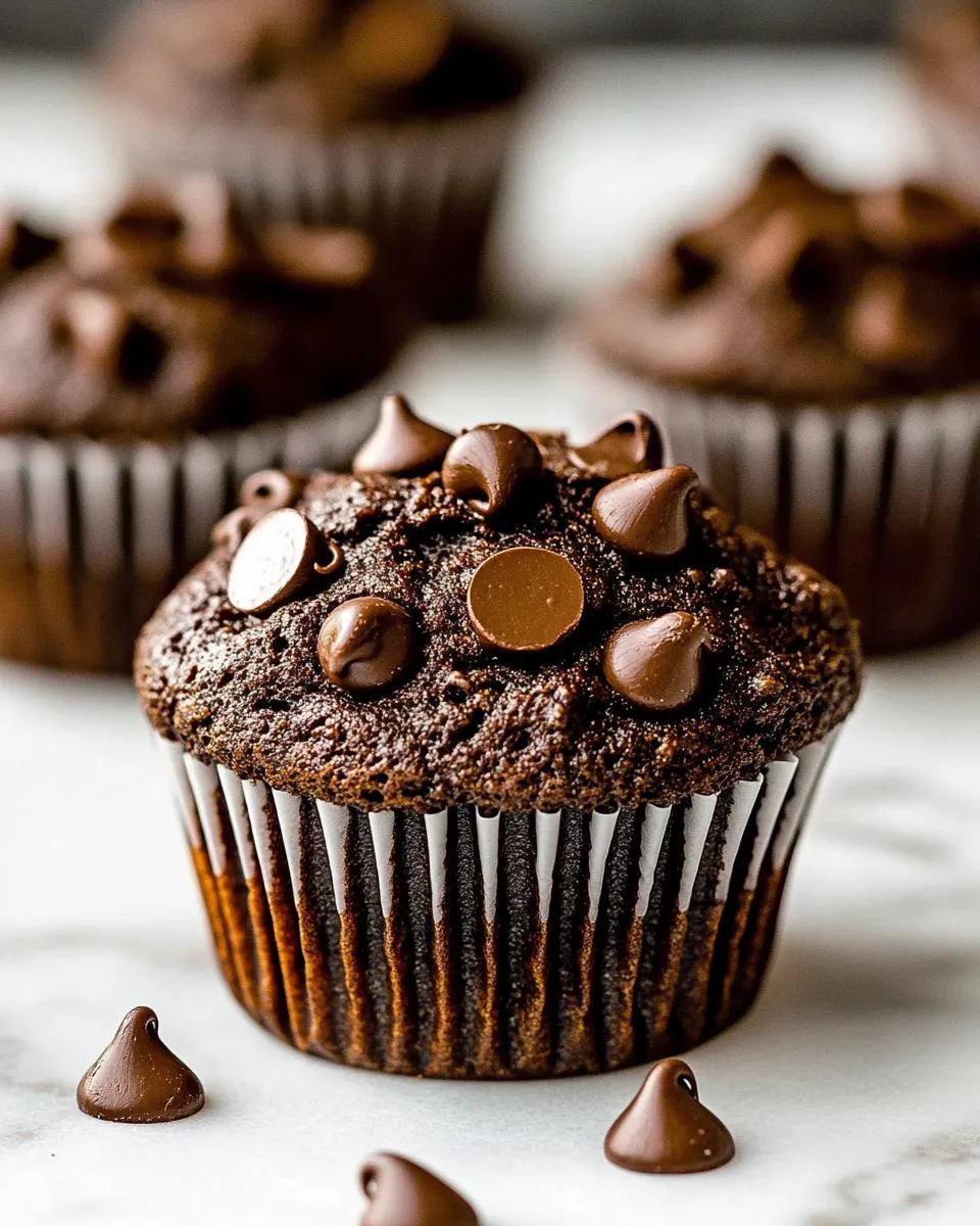 Tasty Small-batch Chocolate Chocolate Chip Muffins shot