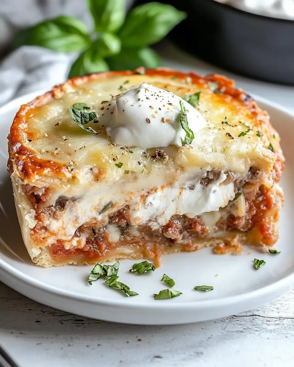 Classic Spaghetti Pie with Sour Cream image