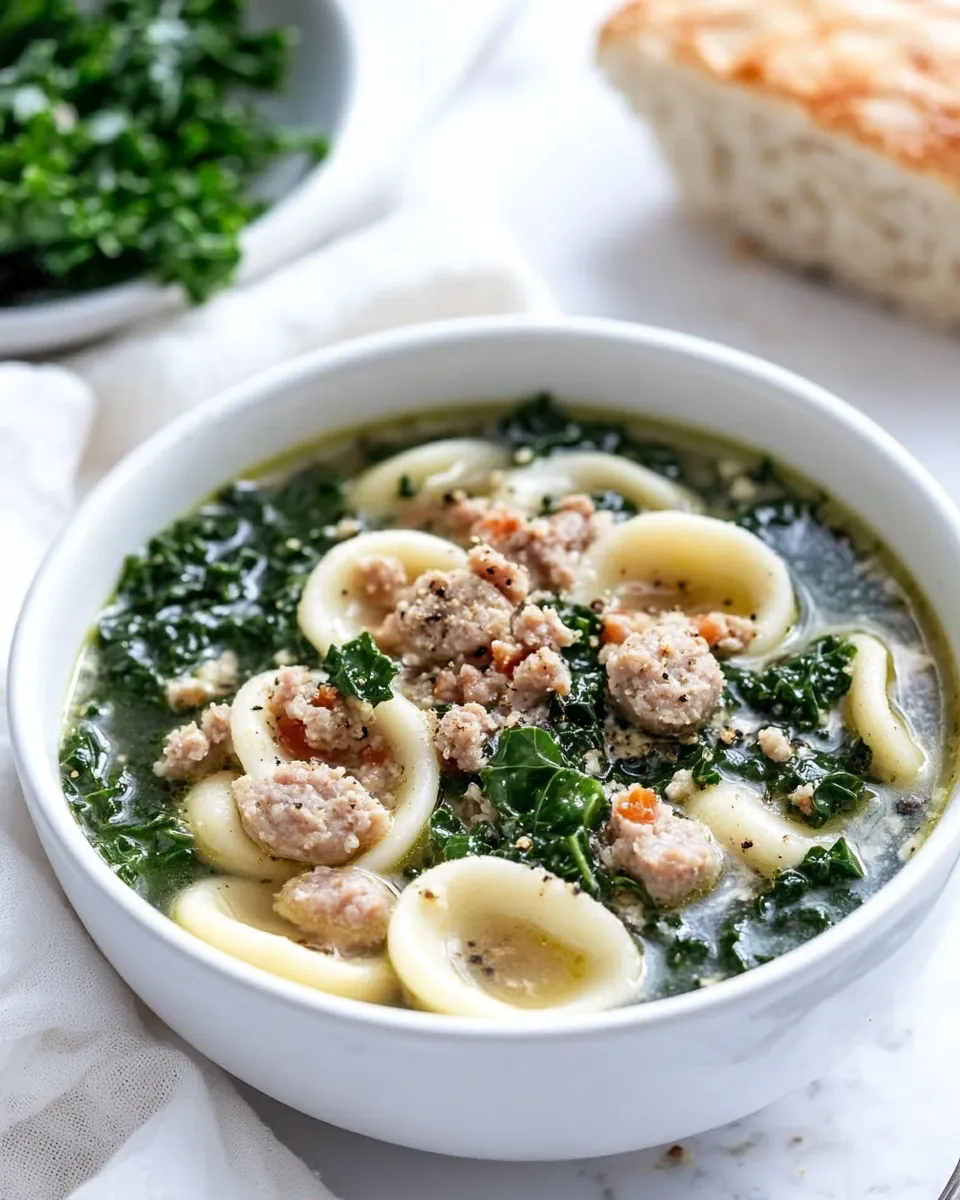 Best Spicy Sausage, Kale and Whole Wheat Orecchiette Soup. photo