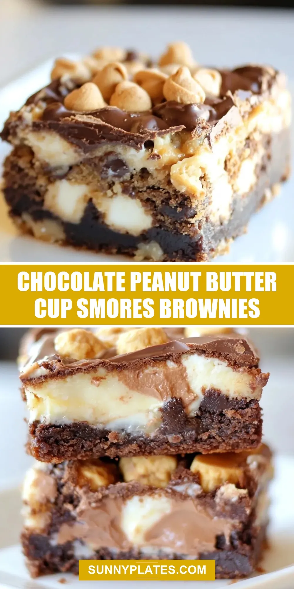 Easy Chocolate Peanut Butter Cup Smores Brownies Recipe