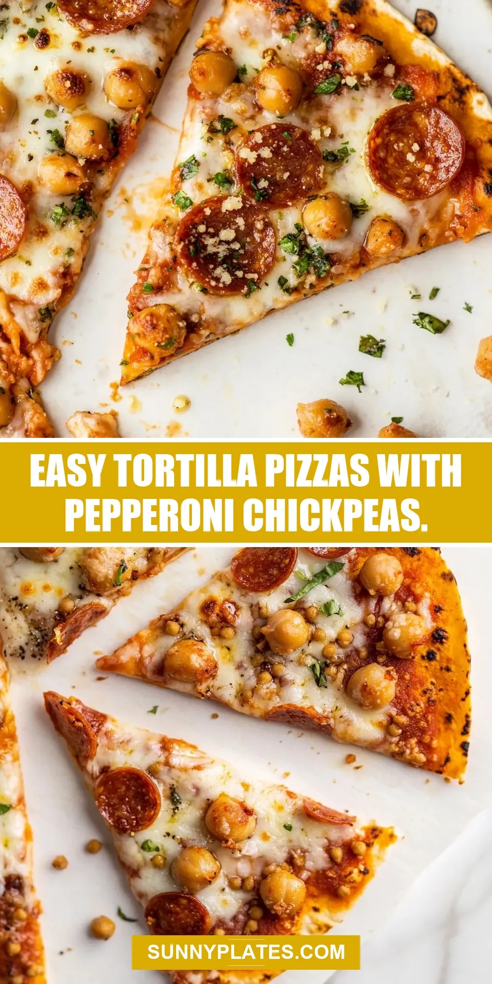 How To Make Easy Easy Tortilla Pizzas With Pepperoni Chickpeas.