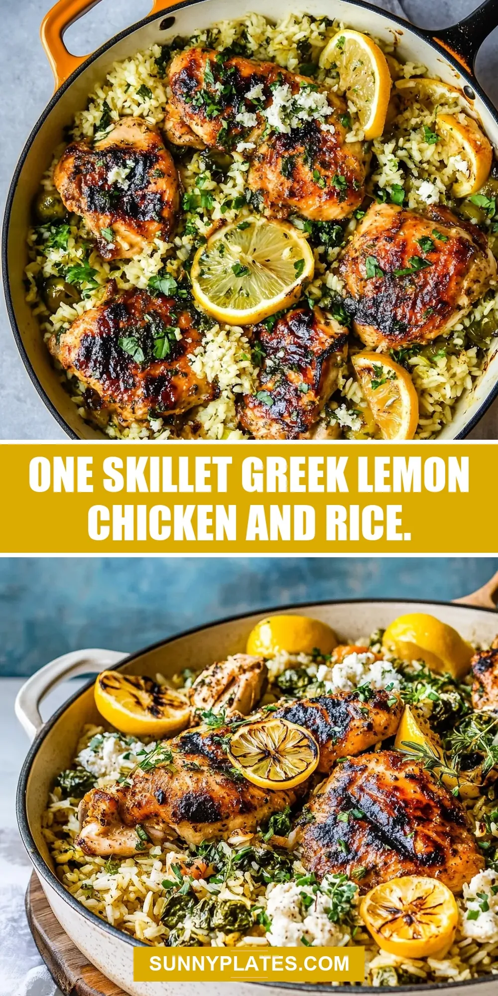 One Skillet Greek Lemon Chicken And Rice. Recipe