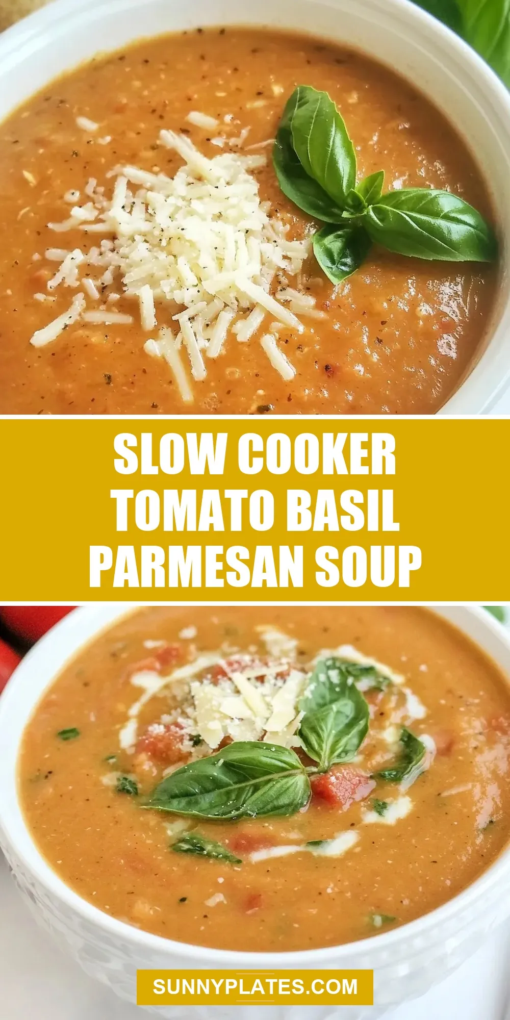 The Best Slow Cooker Tomato Basil Parmesan Soup Ever