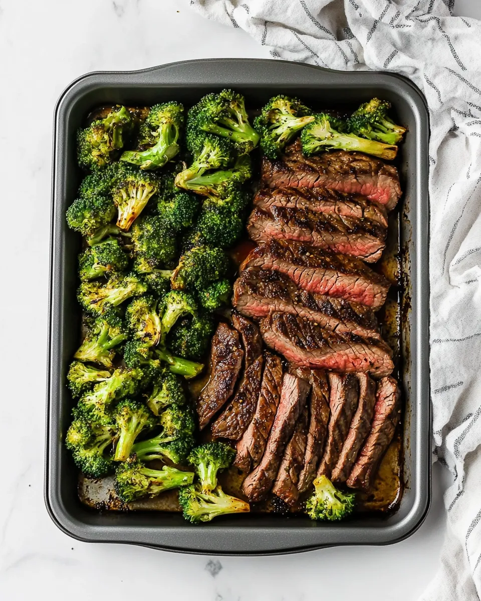 Healthy 15 Minute Sheet Pan Steak and Broccoli Dinner recipe photo