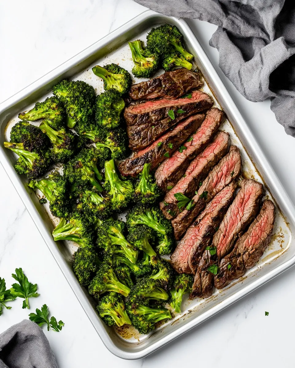 Quick 15 Minute Sheet Pan Steak and Broccoli Dinner shot