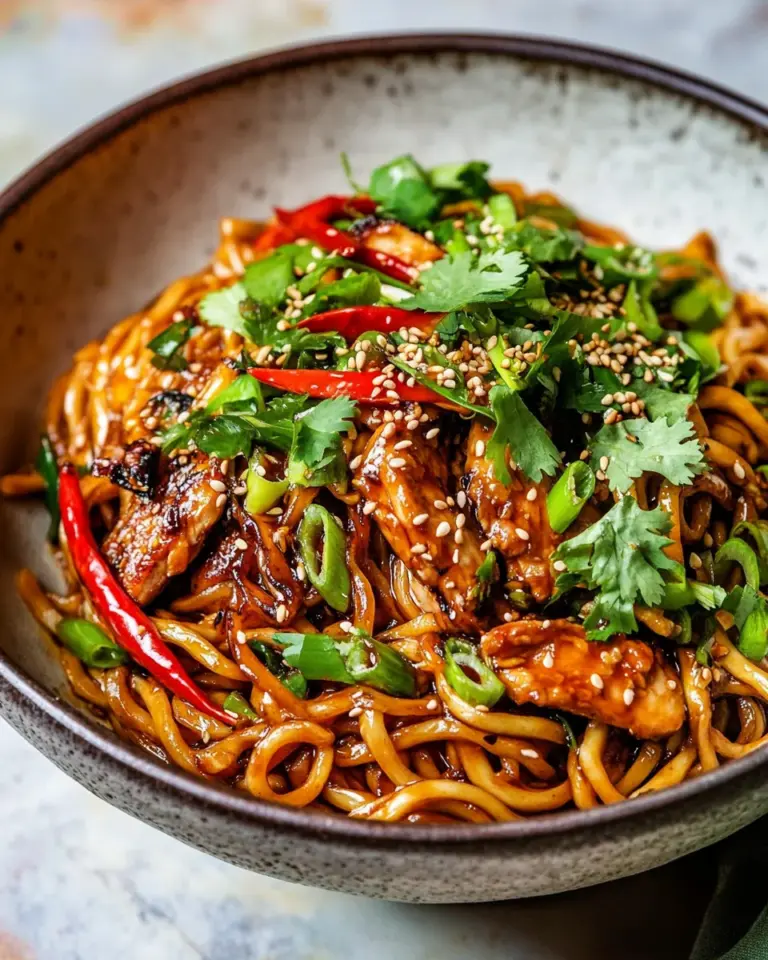 Delicious 20 Minute Honey Garlic Chicken Udon Noodles. picture