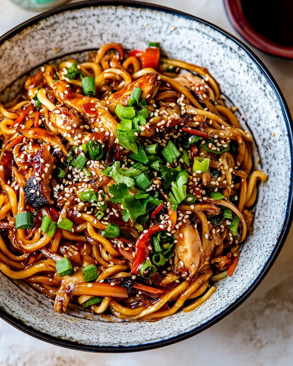 Homemade 20 Minute Honey Garlic Chicken Udon Noodles. dish image