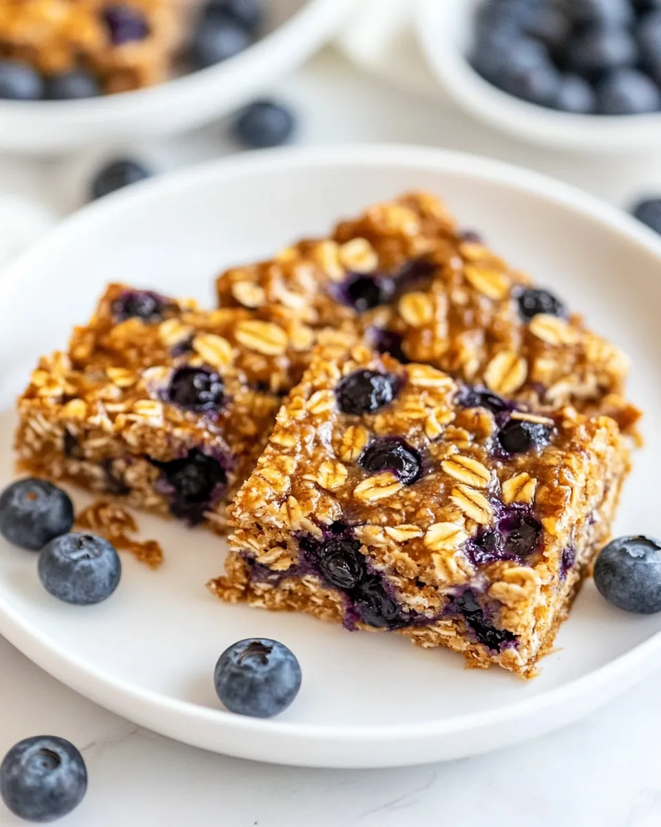 Delicious 4-Ingredient Healthy Blueberry Breakfast Bars shot