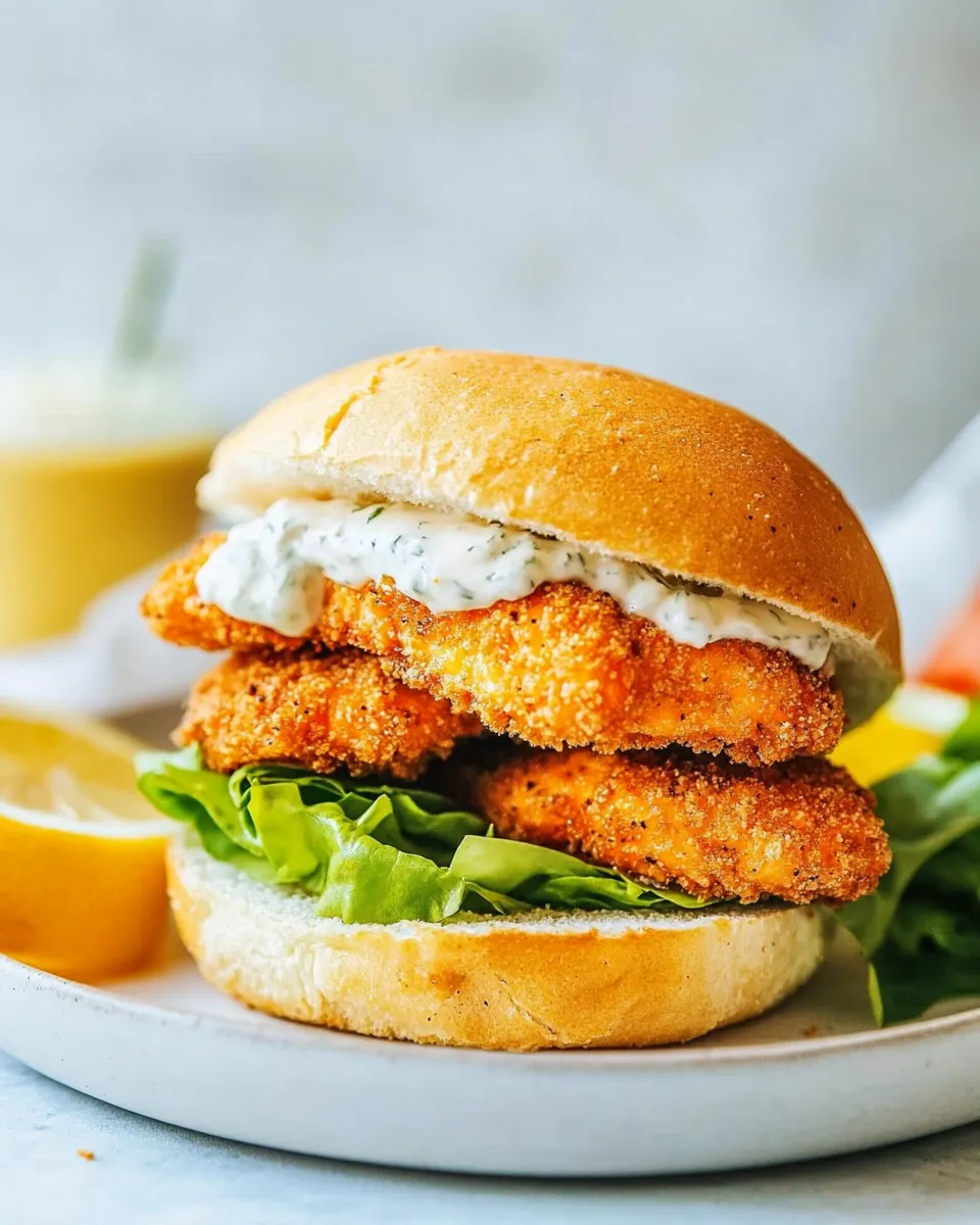 Quick Air Fryer Salmon Fish Sandwich shot