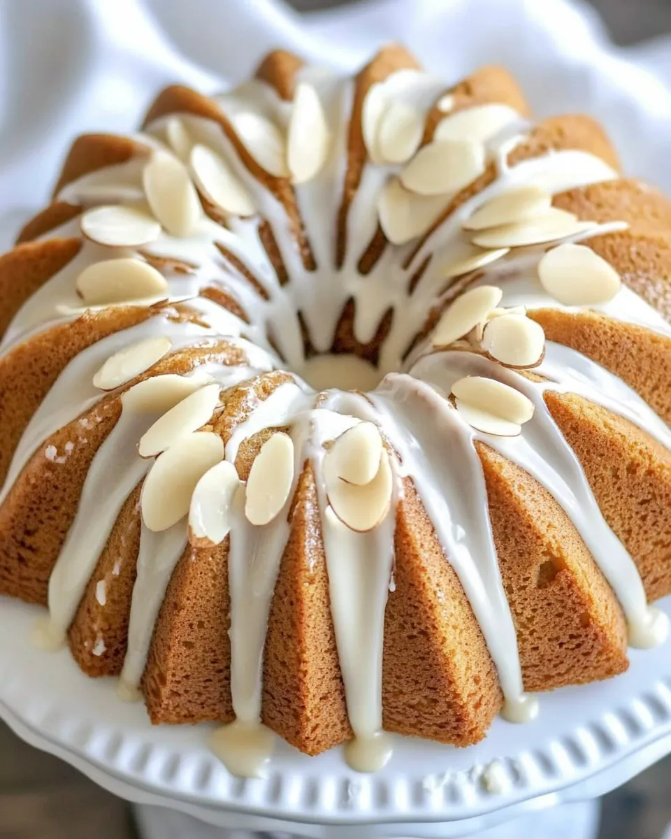 Delicious Almond Bundt Cake with Amaretto Glaze shot