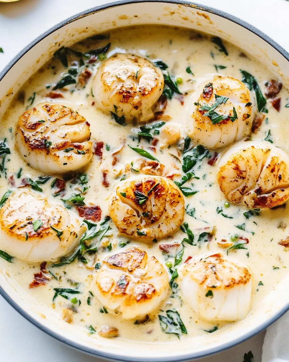 Delicious Amazing Creamy Tuscan Garlic Scallops image