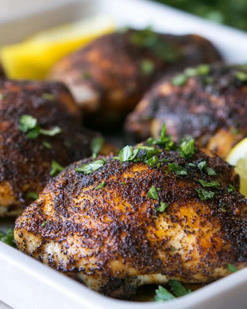 Savory Baked Blackened Chicken Thighs dish photo
