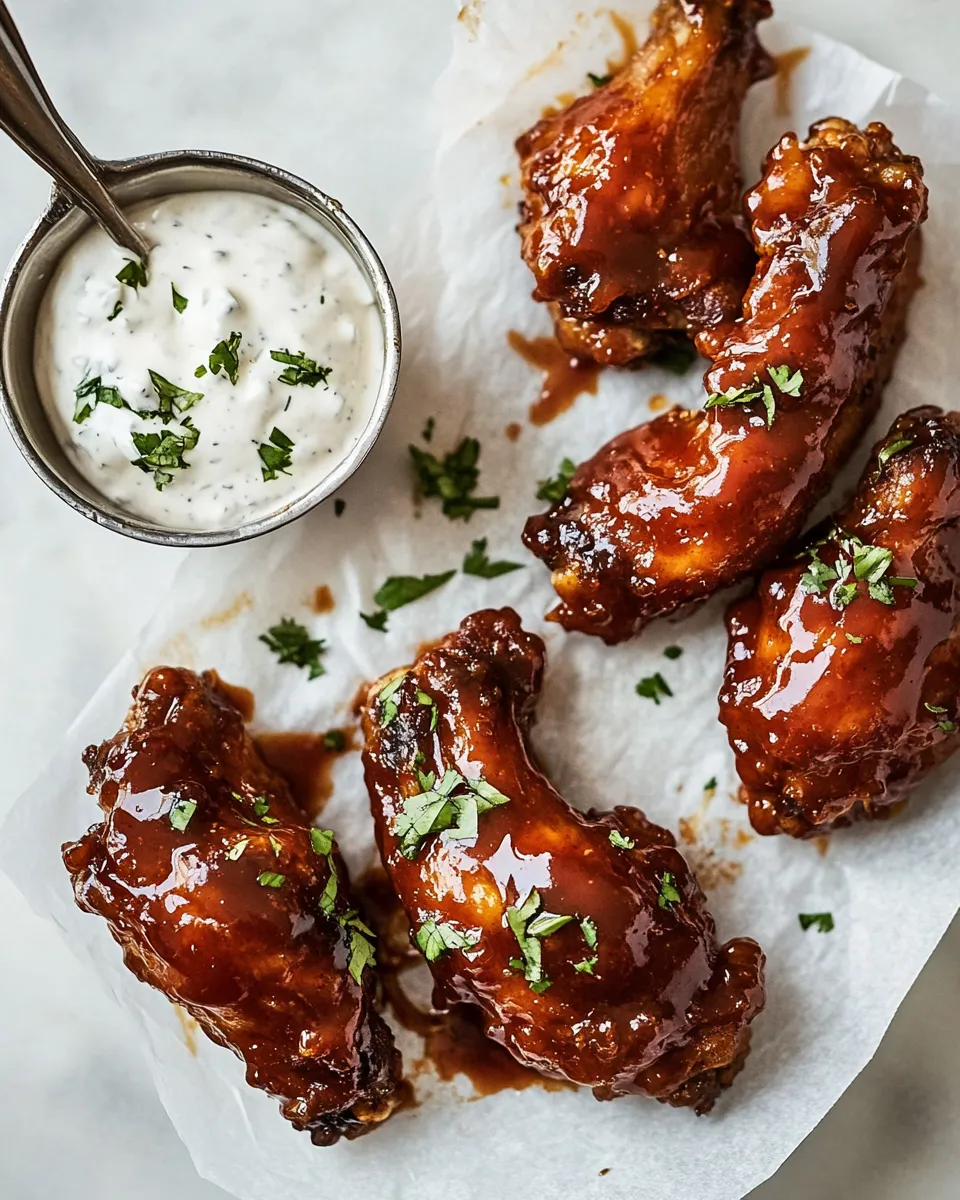 Simple Baked Boneless Honey BBQ Chicken Wings with Spicy Ranch. image