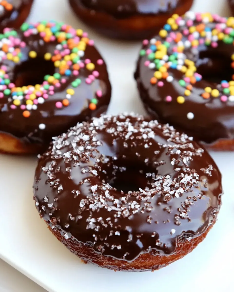 Delicious Baked Chocolate Glazed Donuts shot