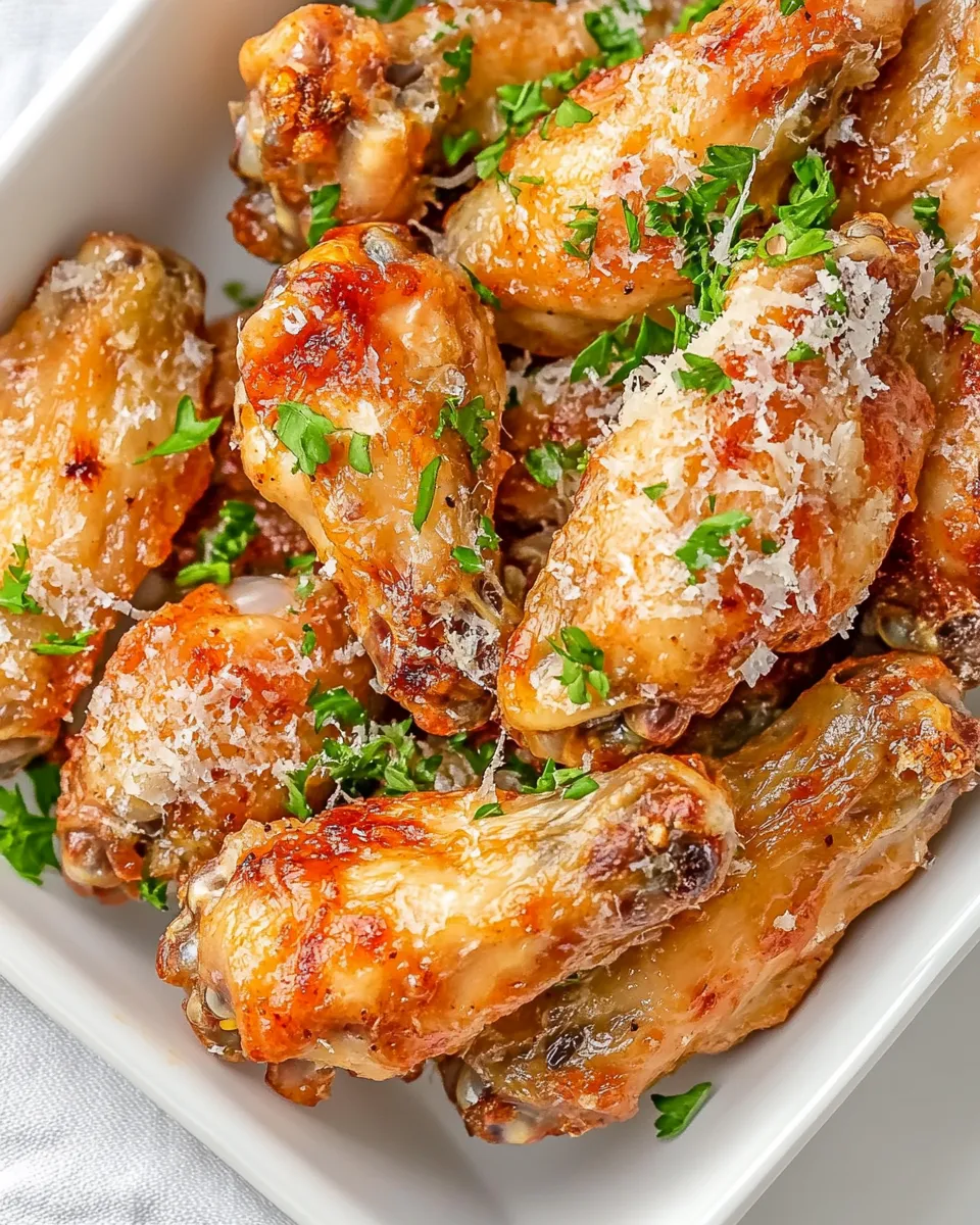 Delicious Baked Garlic Parmesan Chicken Wings shot