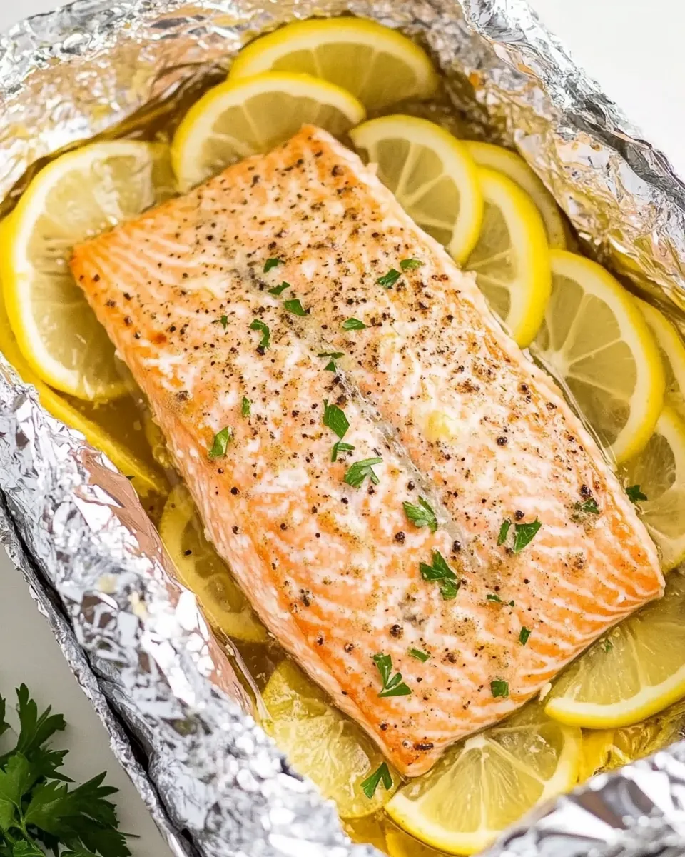 Savory Baked Salmon In Foil shot