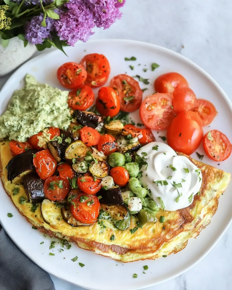 Savory Balsamic Roasted Vegetable Omelettes shot