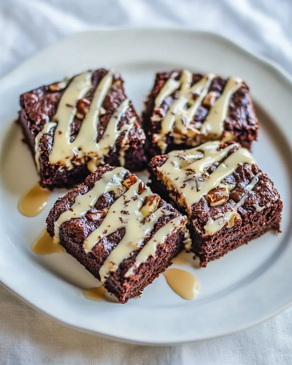 Classic Banana Bread Brownies with Vanilla Caramel Glaze image