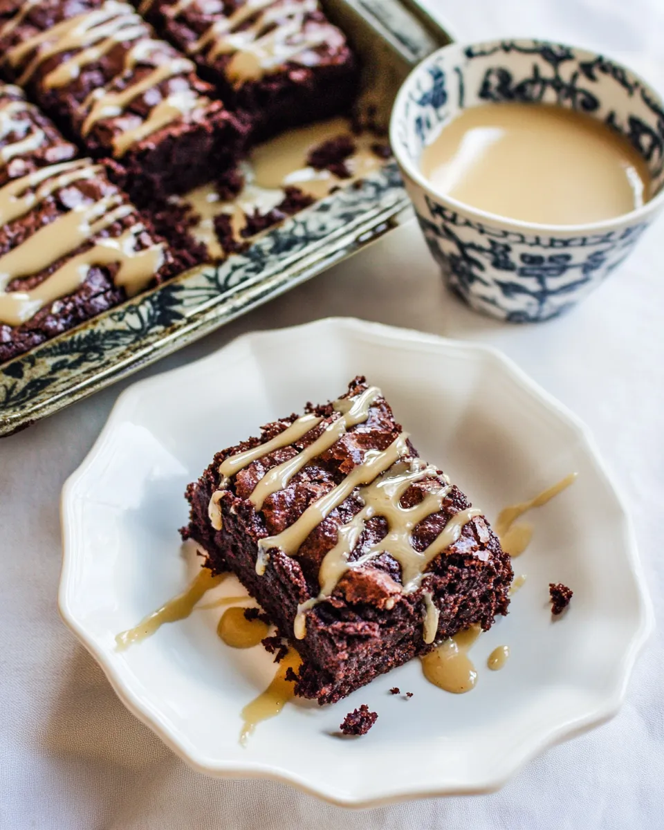 Delicious Banana Bread Brownies with Vanilla Caramel Glaze shot