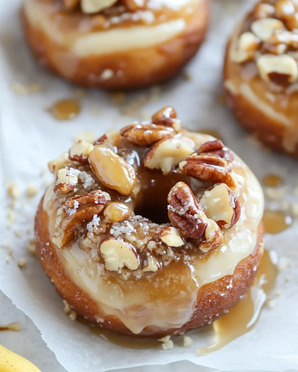 Delicious Banana Caramel Pecan Doughnuts (gourdoughs copycat) shot