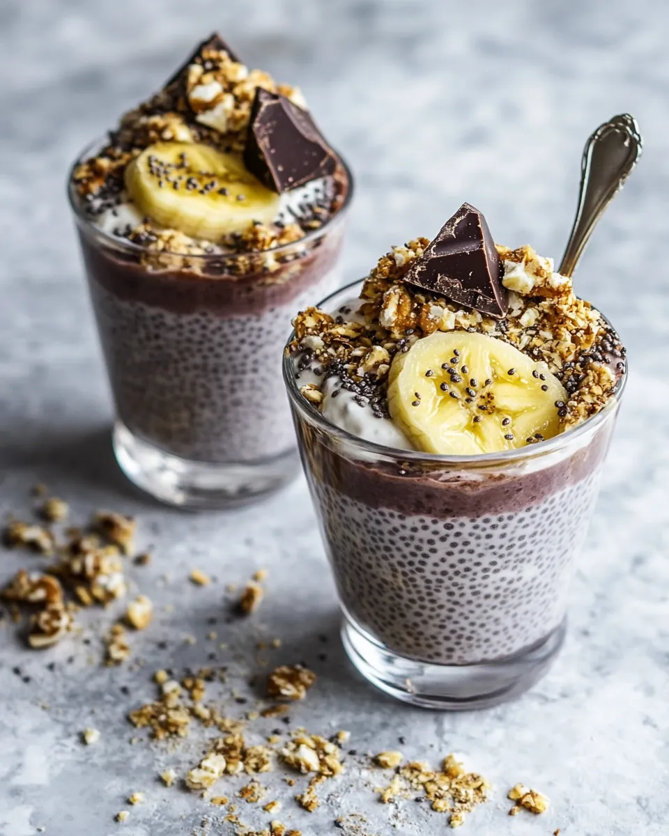Easy Banana and Chocolate Chia Cream Pie Parfaits. shot