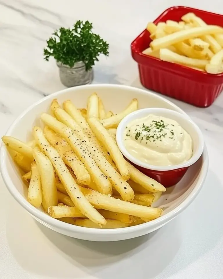 Homemade Belgian French Fries with Mayonnaise photo
