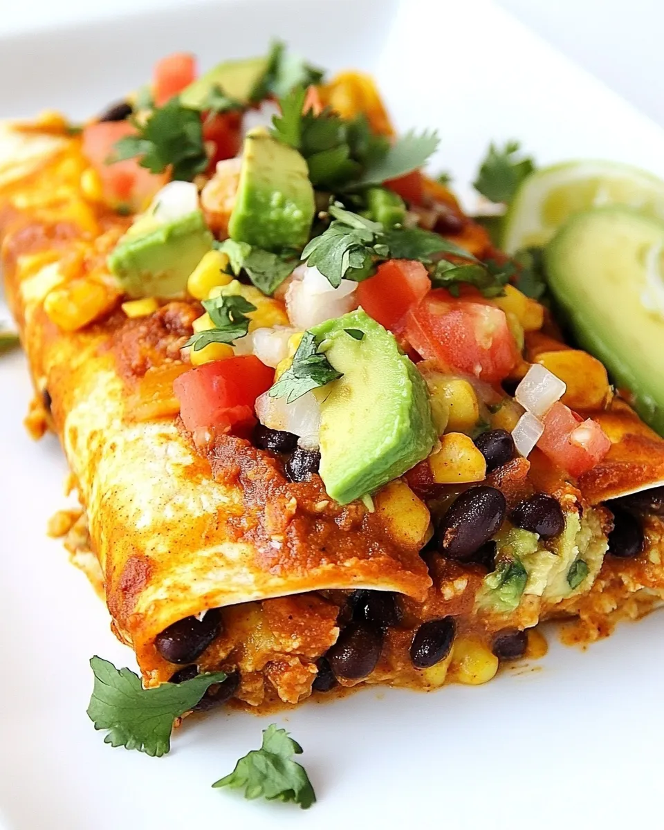 Homemade Black Bean Avocado Enchiladas photo